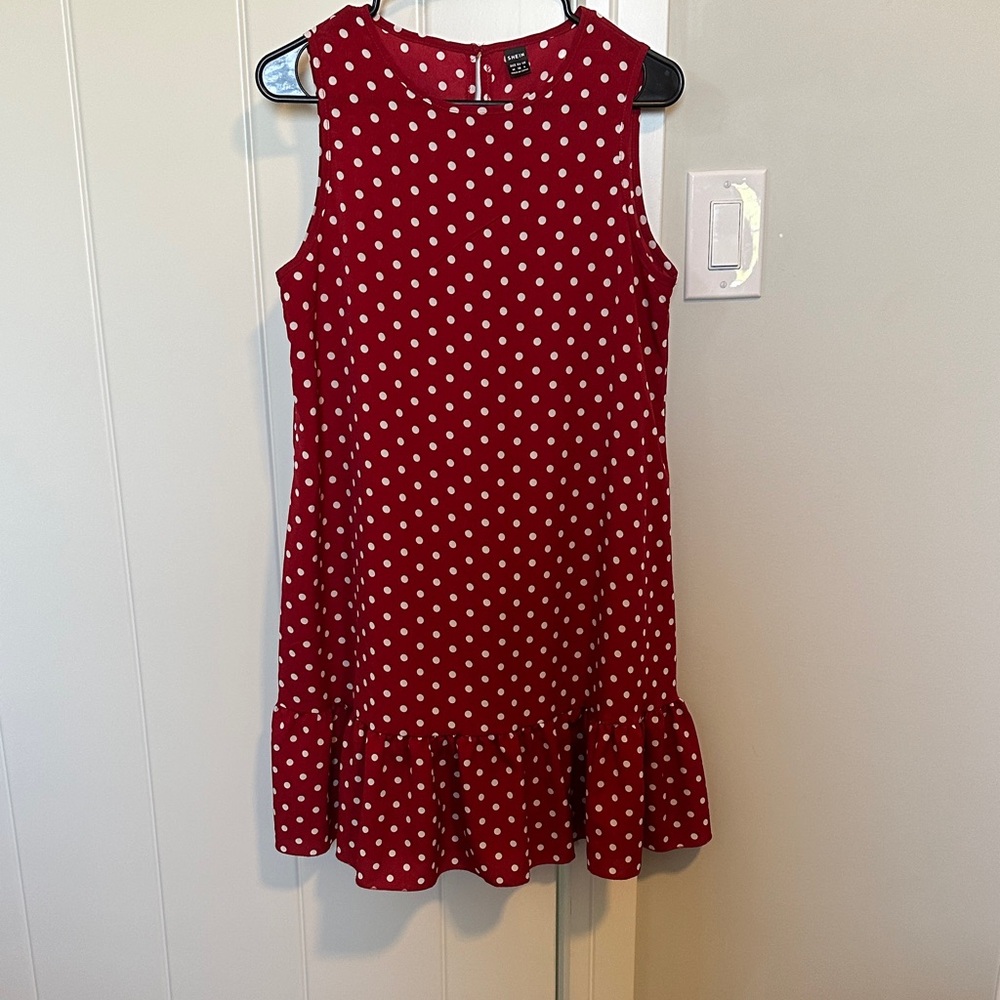 SHEIN Red and White Polka Dot Mini Dress